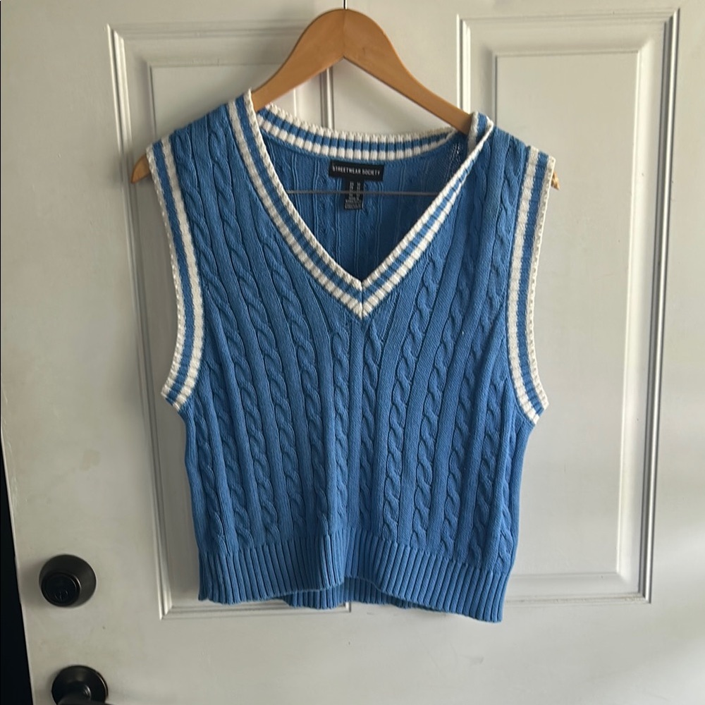 Streetwear Society Blue and White Knit Vest